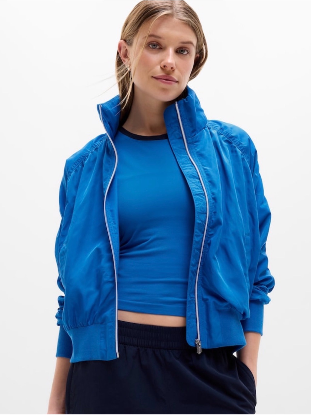 Nwt Athleta Jetset Bomber Breaker Blue Jacket Size Small
